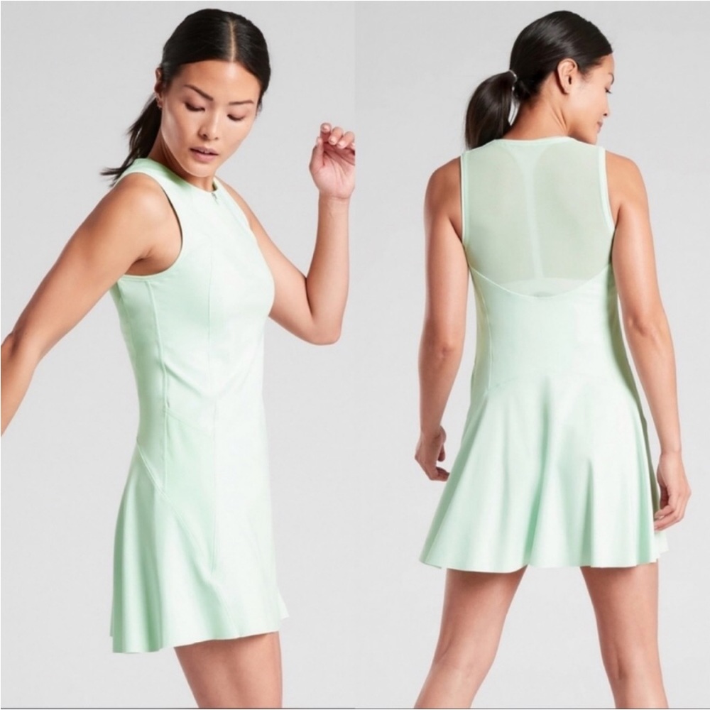 Athleta match point dress Green Sleeveless Halter A-line Mini Medium